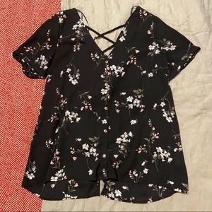 Super cute black and floral blouse